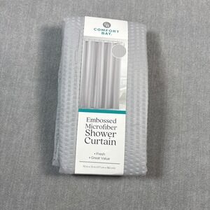 Comfort Bay Gray Embossed Microfiber Shower Curtain 70x72 Inches Solid Gray